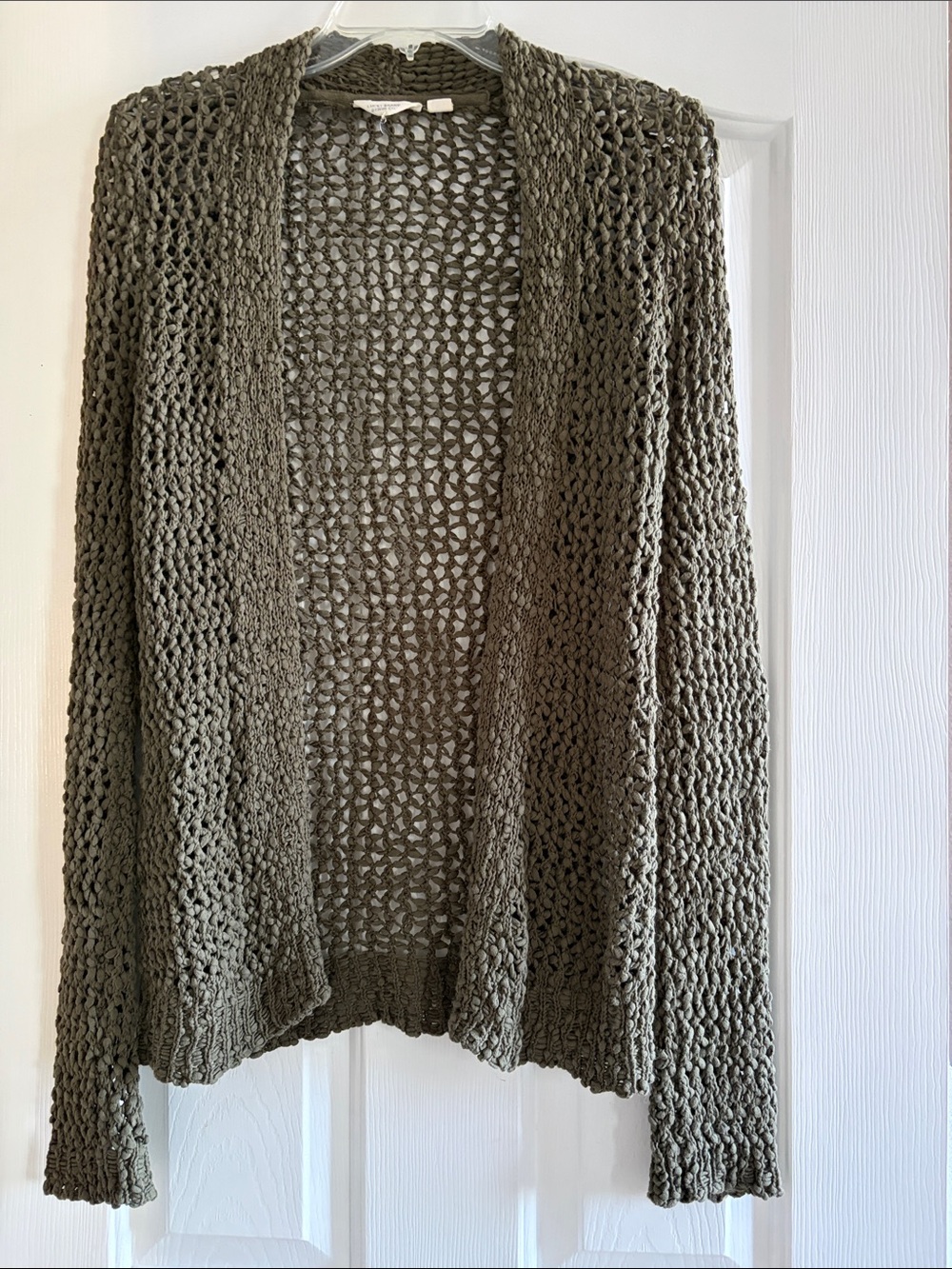 Lucky Brand Olive Open-Knit Crochet Cardigan